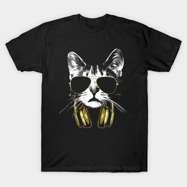 Dj Cat Bling Bling T-Shirt by Nerd_art